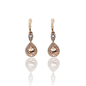 18ct Rose Gold Diamond and Morganite Earrings