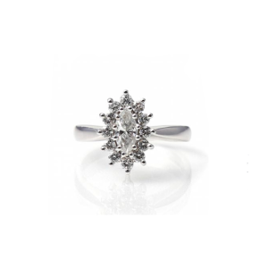18ct White Gold Marquise & Brilliant Cut Diamond Cluster Ring